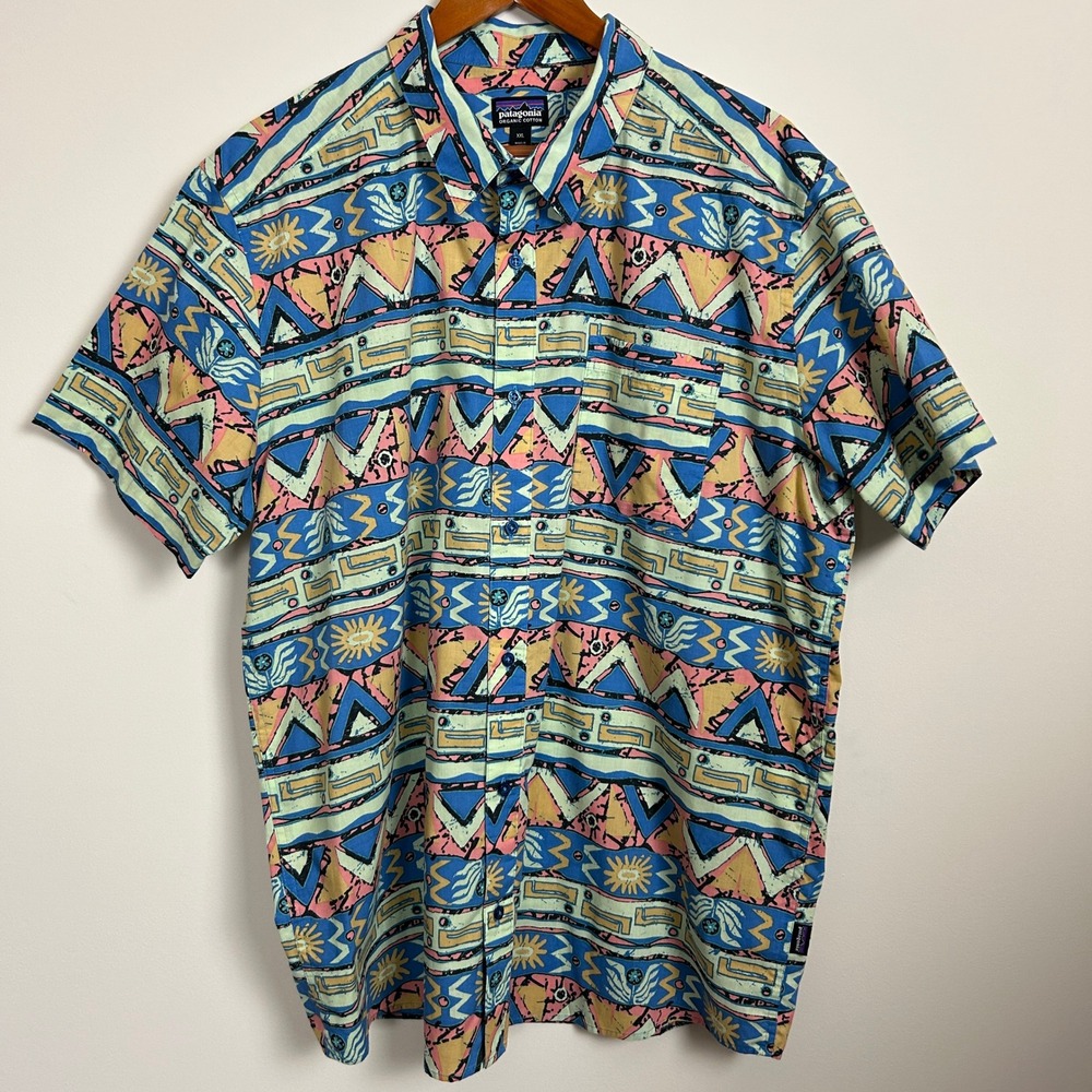 Patagonia Organic Cotton Shirt Mens XXL Abstract Geometric Aloha